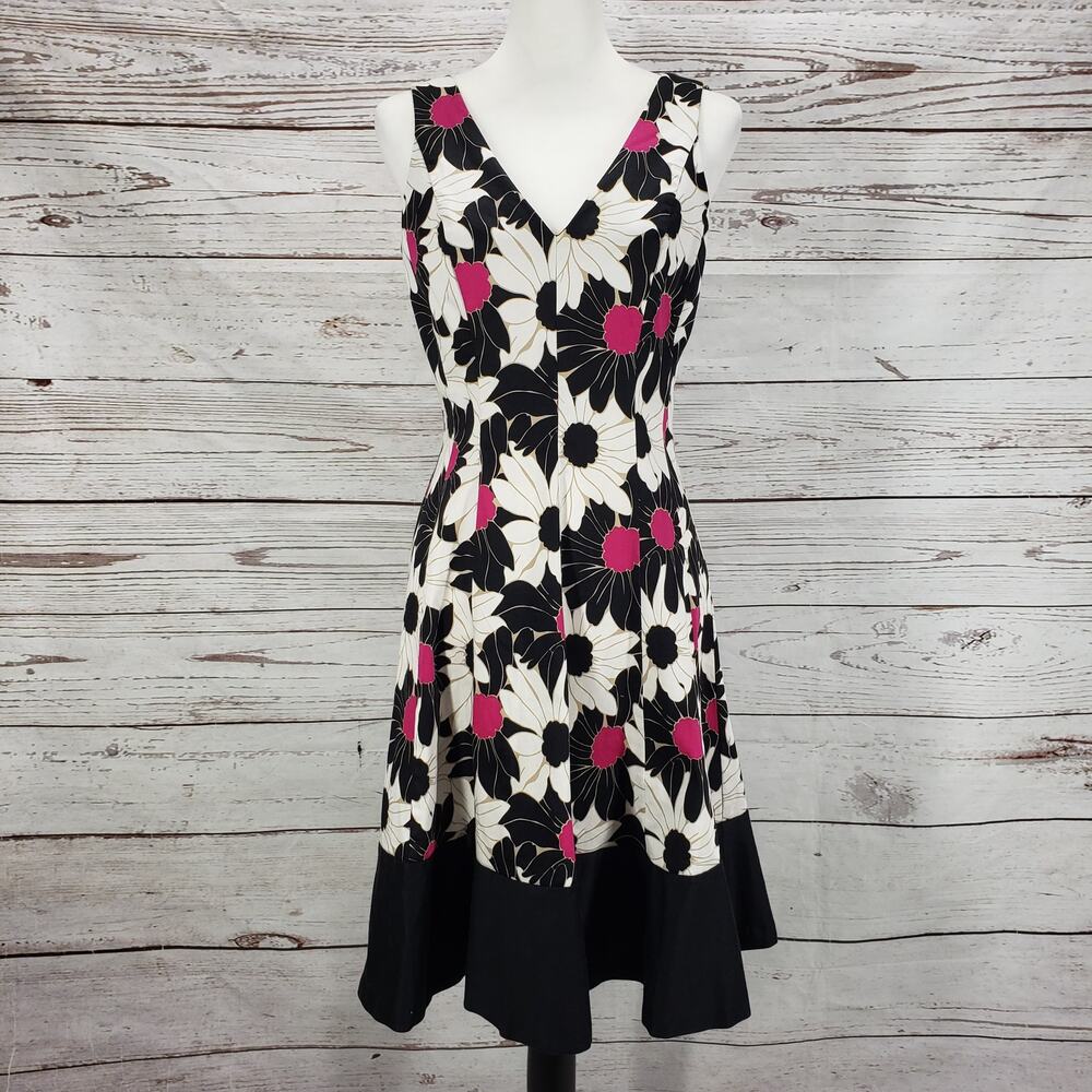 Evan Picone Women's Floral V-Neck Fit and Flare Dress Size 8